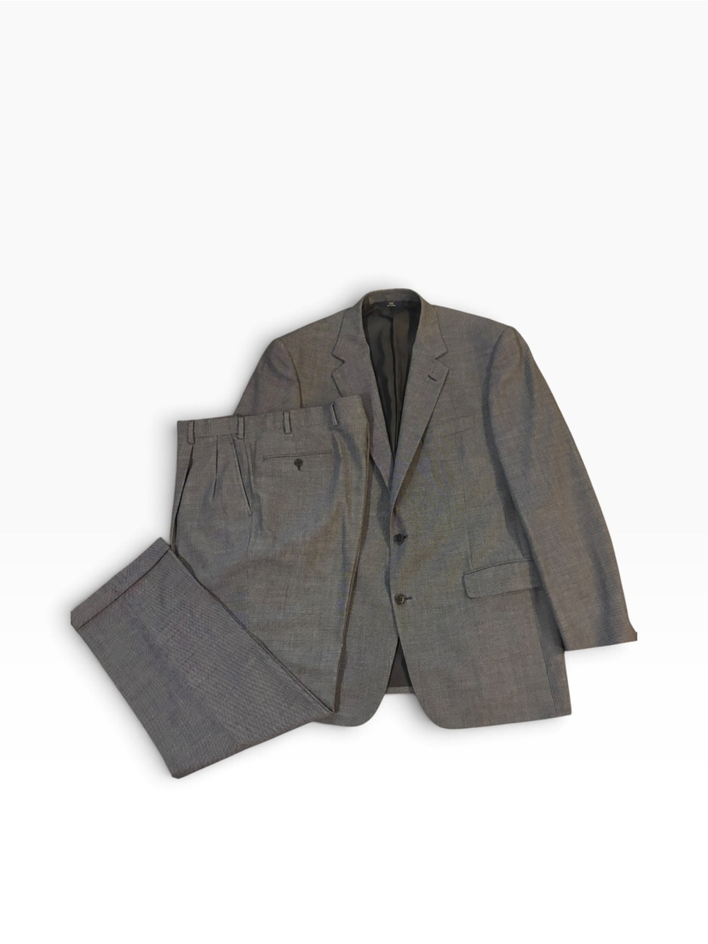 Brooks Brothers 346 Stretch Wool Suit Gray Micro Check 44L Blazer W36 L33